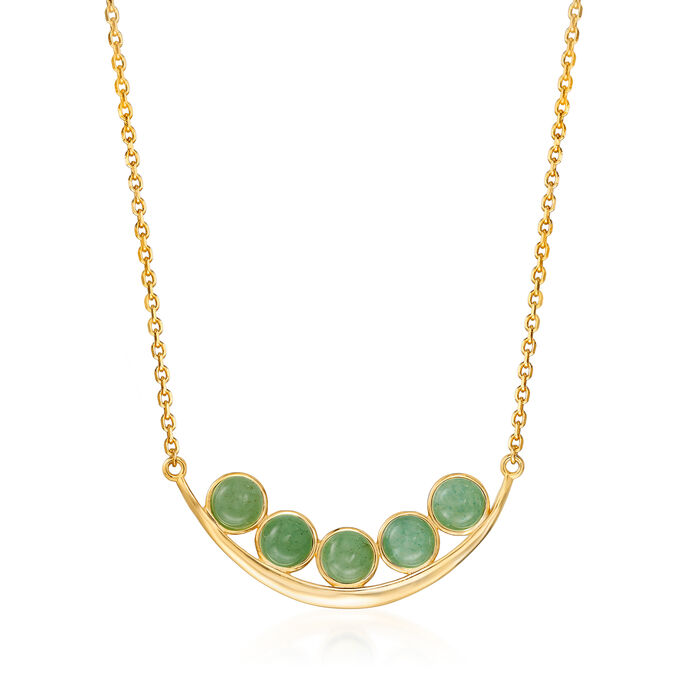 Green Aventurine Curved Bar Necklace in 18kt Gold Over Sterling 