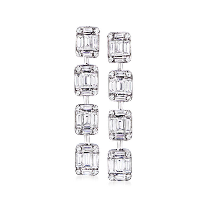 1.50 ct. t.w. Diamond Linear Cluster Drop Earrings in 18kt White Gold