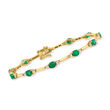 4.00 ct. t.w. Emerald and .72 ct. t.w. Diamond Bracelet in 14kt Yellow Gold