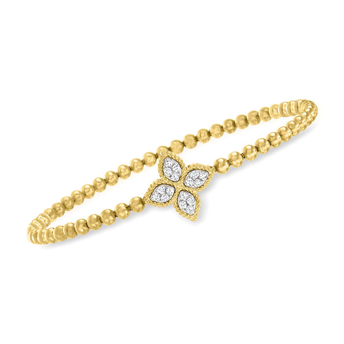 Roberto Coin &quot;Princess&quot; .17 ct. t.w. Diamond Flower Bead Bracelet in 18kt Yellow Gold