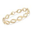 14kt Yellow Gold Brushed and Polished Abstract Oval-Link Bracelet