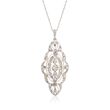 C. 1950 Vintage 1.60 ct. t.w. Diamond Navette Pendant Necklace in 14kt and 18kt Tone-Tone Gold