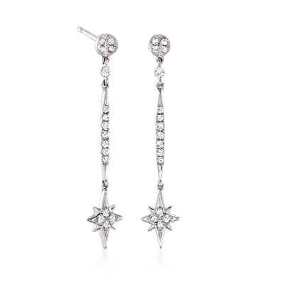 .20 ct. t.w. Diamond Star Drop Earrings in 14kt White Gold