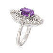 1.60 Carat Amethyst and .12 ct. t.w. Diamond Filigree Ring in Sterling Silver