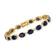 20.00 ct. t.w. Sapphire and .44 ct. t.w. Diamond Bracelet in 14kt Yellow Gold