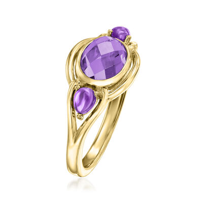 1.60 ct. t.w. Amethyst Ring in 18kt Gold Over Sterling