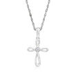 14kt White Gold Cross Pendant Necklace with Diamond Accent