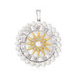 Mother-Of-Pearl and 3.5-4mm Cultured Pearl Zodiac Pendant with .10 ct. t.w. Diamonds in Two-Tone Sterling Silver