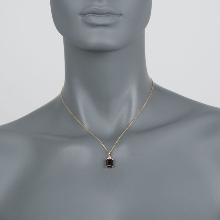 3.60 Carat Garnet and .19 ct. t.w. Diamond Pendant Necklace in 14kt Yellow Gold 16-inch