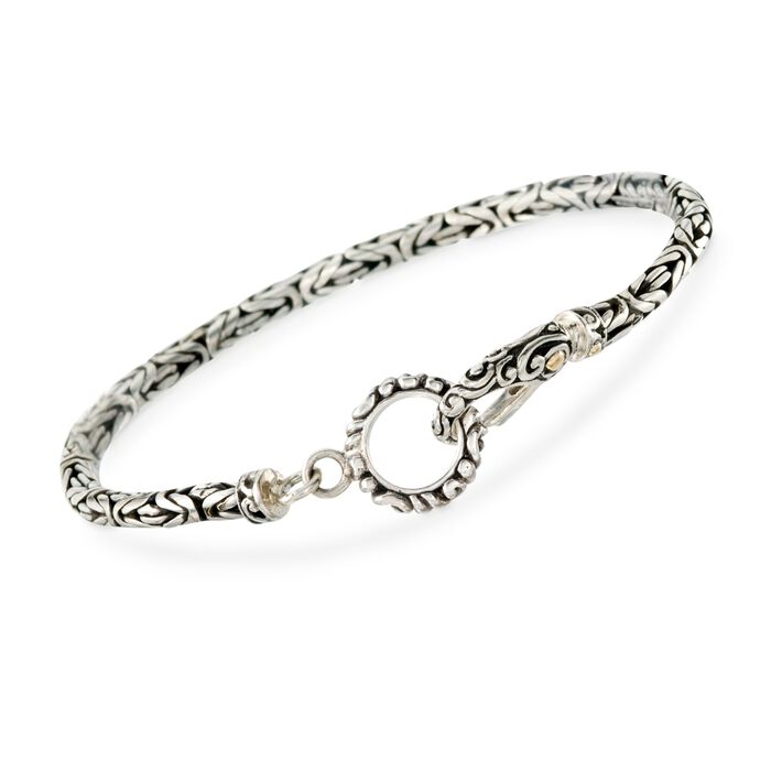 Balinese Sterling Silver and 18kt Yellow Gold Bali Bracelet