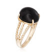 Black Onyx Oval Cabochon Ring in 14kt Yellow Gold