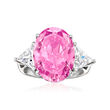 8.50 Carat Simulated Pink Sapphire Ring with 2.00 ct. t.w. CZs in Sterling Silver