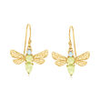 1.80 ct. t.w. Peridot and .30 ct. t.w. Swiss Blue Topaz Dragonfly Drop Earrings in 18kt Gold Over Sterling
