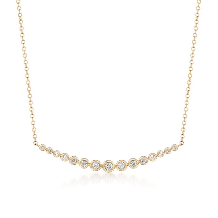 .33 ct. t.w. Bezel-Set Diamond Curved Bar Necklace in 14kt Yellow Gold