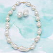 12-15mm Cultured Baroque Pearl Necklace with 14kt Yellow Gold