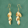 14kt Yellow Gold Leaf Cluster Drop Earrings