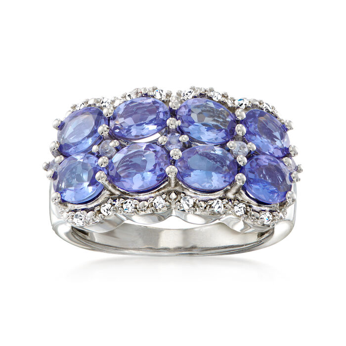 2.68 ct. t.w. Tanzanite and .10 ct. t.w. White Zircon Ring in Sterling Silver