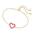 .80 ct. t.w. Ruby Heart Bolo Bracelet in 14kt Yellow Gold