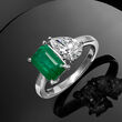 1.70 Carat Emerald and 1.00 Carat Lab-Grown Diamond Toi et Moi Ring in 14kt White Gold