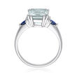2.80 Carat Aquamarine Ring with .30 ct. t.w. Sapphires and Diamond Accents in 14kt White Gold