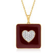 .25 ct. t.w. Diamond Heart Pendant Necklace with Dark Red Enamel in 18kt Gold Over Sterling