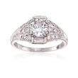 C. 2000 Vintage 1.43 ct. t.w. Certified Diamond Ring in Platinum