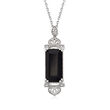 Black Onyx Pendant Necklace with Diamond Accents in Sterling Silver