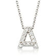 Roberto Coin &quot;Love Letter&quot; Diamond-Accented Initial Pendant Necklace in 18kt White Gold 16-inch  (A)