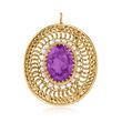 C. 1980 Vintage 9.25 Carat Amethyst Pin/Pendant with 2.5mm Cultured Pearls in 14kt Yellow Gold