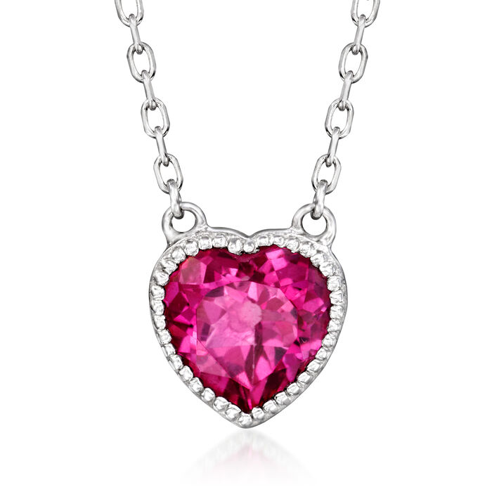 2.20 Carat Pink Topaz Heart Necklace in Sterling Silver