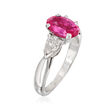 C. 2000. Vintage 1.61 Carat Pink Sapphire and .70 ct. t.w. Diamond Ring in Platinum