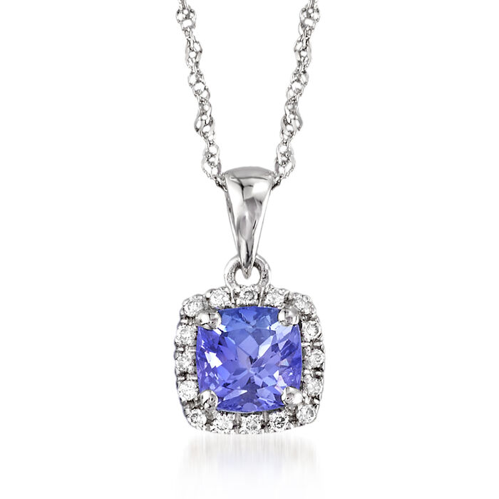 .70 Carat Tanzanite Pendant Necklace with Diamond Accents in 14kt White Gold