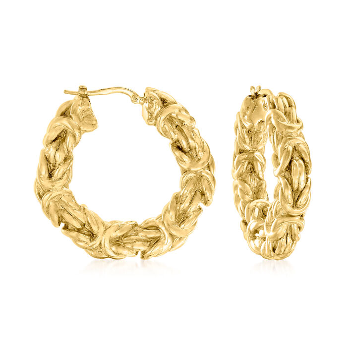 Italian 18kt Gold Over Sterling Byzantine Hoop Earrings