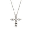 C. 1990 Vintage Tiffany Jewelry .35 ct. t.w. Diamond Cross Pendant Necklace in Platinum