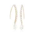 3-9.5mm Cultured Pearl Linear Drop Earrings in 14kt Gold Over Sterling