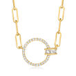.20 ct. t.w. Diamond Circle Paper Clip Link Necklace in 14kt Yellow Gold