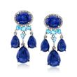Lapis and 1.50 ct. t.w. Blue and White Topaz Chandelier Earrings in Sterling Silver