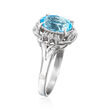 C. 1990 Vintage 1.76 Carat Aquamarine Ring with .12 ct. t.w. Diamonds in Platinum