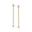.52 ct. t.w. Diamond Star Drop Earrings in 14kt Yellow Gold