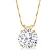 4.00 Carat CZ Solitaire Necklace in 14kt Yellow Gold