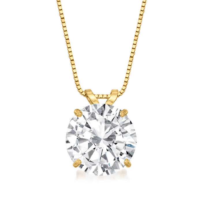 4.00 Carat CZ Solitaire Necklace in 14kt Yellow Gold