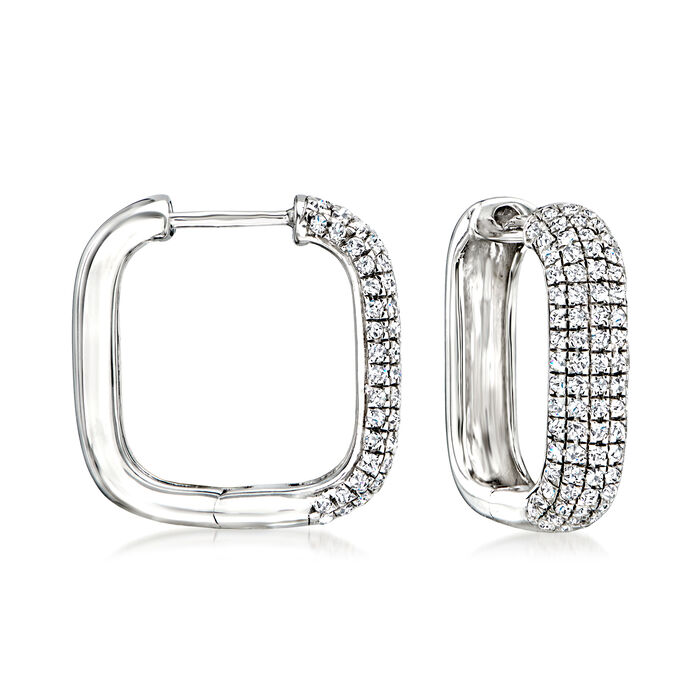 .50 ct. t.w. Pave Diamond Square Hoop Earrings in Sterling Silver