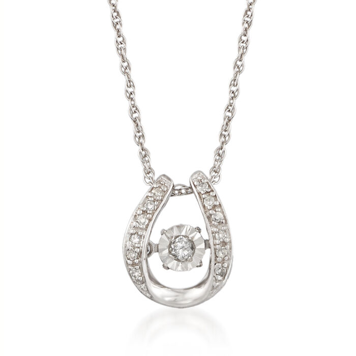 Floating Diamond-Accented U-Shaped Pendant Necklace in Sterling Silver ...