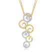 C. 1990 Vintage 1.00 ct. t.w. Diamond Swirl Pendant Necklace in 14kt Two-Tone Gold