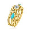 Turquoise and .50 Carat Sky Blue Topaz Ring in 18kt Gold Over Sterling