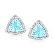3.00 ct. t.w. Triangular Aquamarine and .24 ct. t.w. Diamond Earrings in 14kt White Gold
