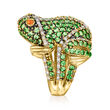 C. 2000 Vintage 3.35 ct. t.w. Tsavorite Frog Ring with .50 ct. t.w. Diamonds and Hessonite Accents in 14kt Yellow Gold