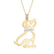 Diamond-Accented Sitting Dog Pendant Necklace in 14kt Yellow Gold