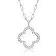 Charles Garnier .70 ct. t.w. CZ Clover Paper Clip Link Necklace in Sterling Silver