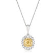 Le Vian &quot;Couture&quot; .44 ct. t.w. Sunny Yellow Diamond Pendant Necklace with .21 ct. t.w. Vanilla Diamonds in Platinum